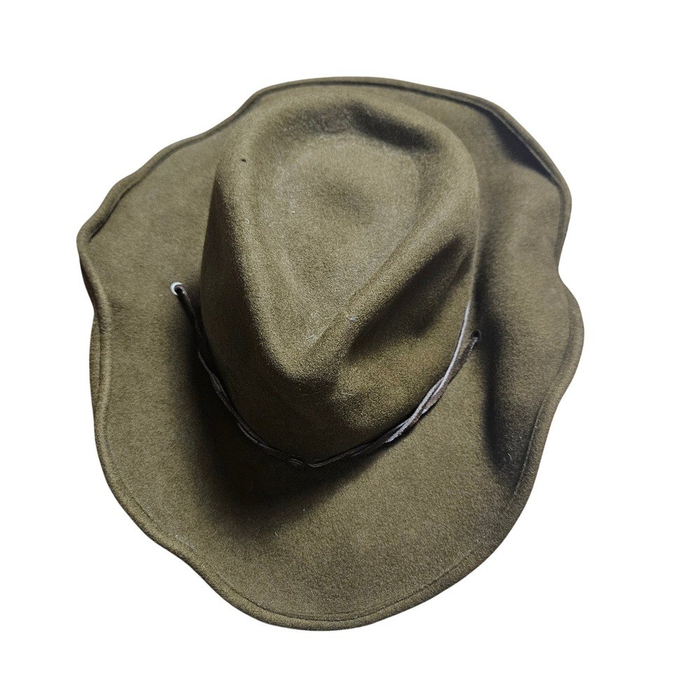 Charlie 1 Horse Wool Felt Western Cowboy Hat Mens M Leather Cord Olive Boho
